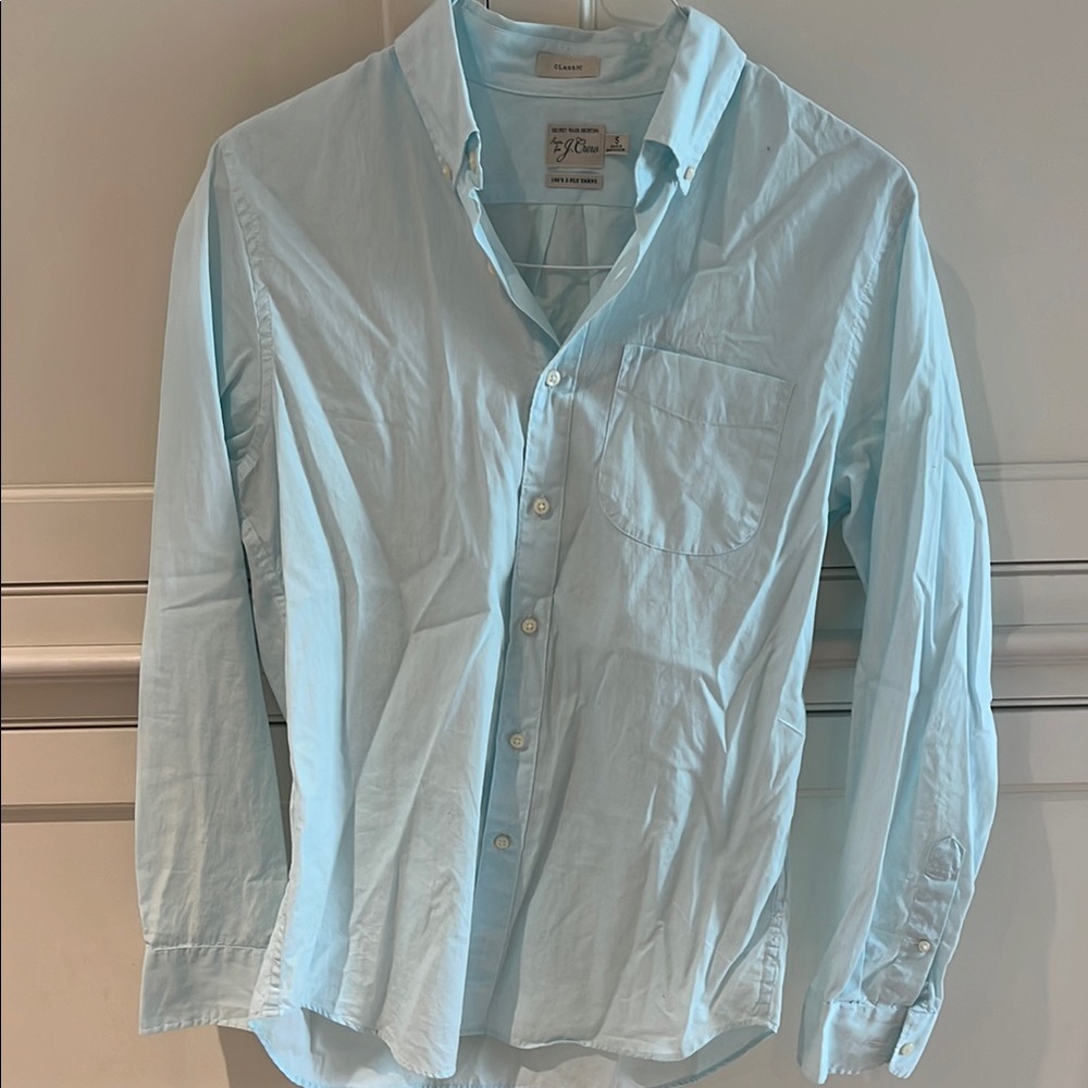 J. Crew Blue Casual Button Down Shirt Lightweight Cotton